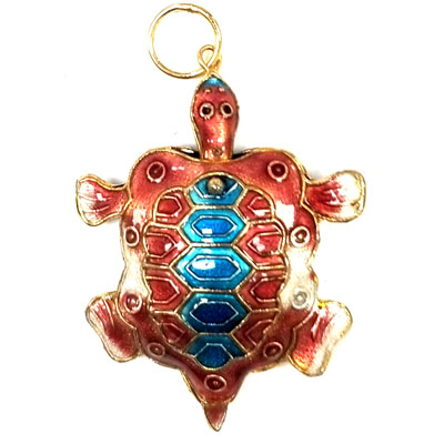 ENAMEL TURTLE 32X40MM RUST RED